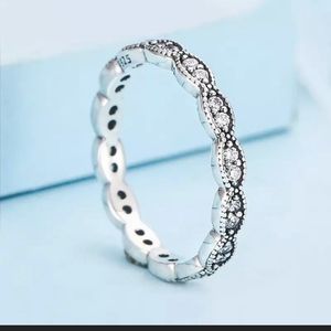 Sparkling Leaves Band Ring, silver, size 52